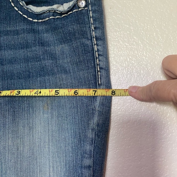 Paisley Sky Jean Mid Wash Blue Low Rise Boot Cut 5 Pocket W12 Embroidery Studded - Picture 13 of 16